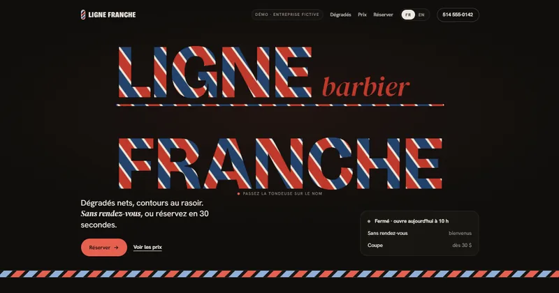 Page d'accueil de la démo Ligne Franche