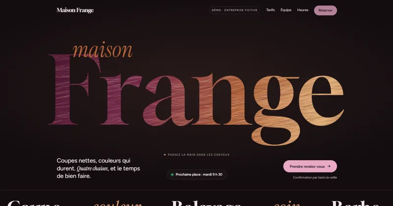 Page d'accueil de la démo Maison Frange